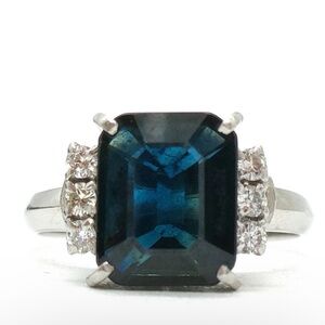 Elegant sapphire and diamond ring in platinum setting